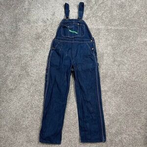 Key Imperial Mens Blue Denim Bib Overalls Workwear W36 X L30 Dark Wash Cotton
